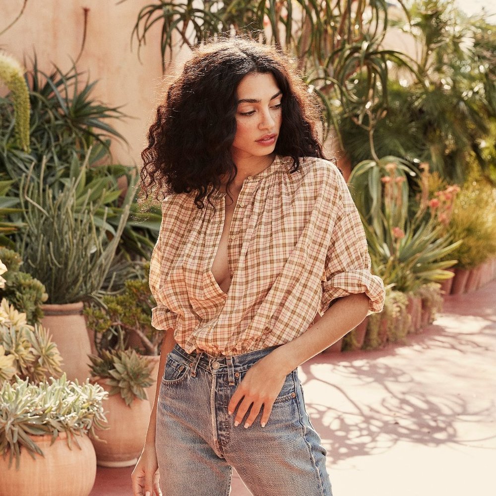 Doen Jane Blouse in the Austen Plaid - Size Small